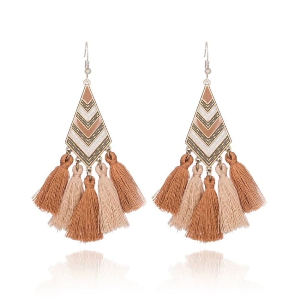 ‼️Beige Bohemian Boho Tassel Earrings‼️